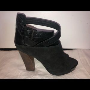All saints. Size 9 black suede hooded heels
